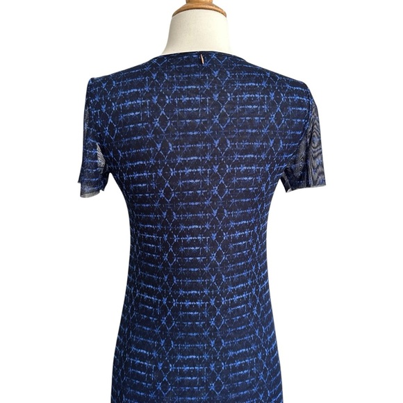 MISA Los Angeles Vanessa Patterned Column Maxi Dress Sheer Mesh Whimsy Sz Small - Picture 8 of 14